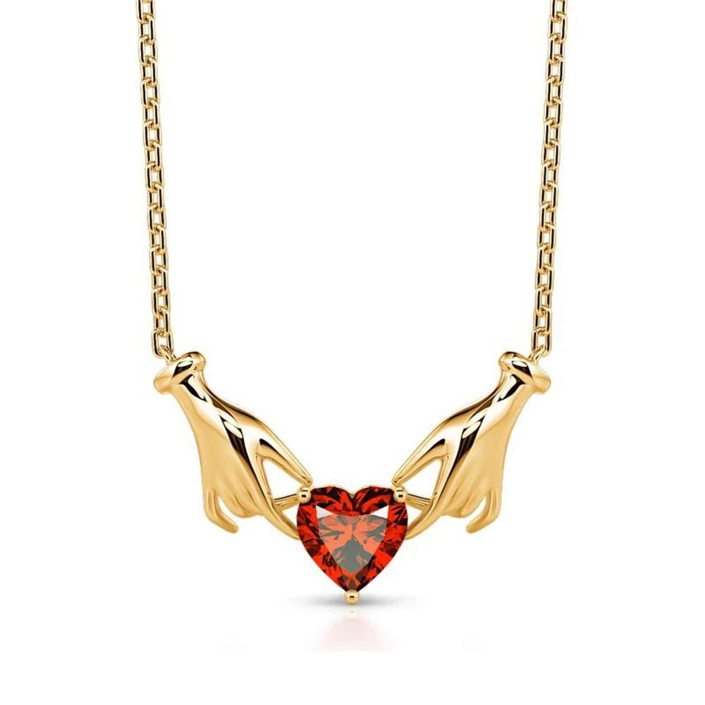 Dainty Gold Hands Holding Heart Necklace