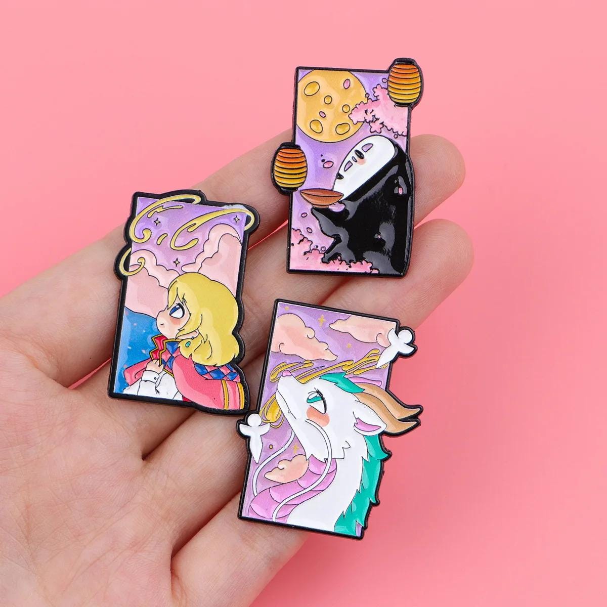 Studio Ghibli Enamel Pins - Totoro, Kiki, No-Face, Haku, Calcifer, Pastel Anime Pins