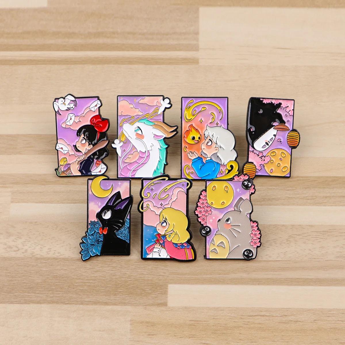 Studio Ghibli Enamel Pins - Totoro, Kiki, No-Face, Haku, Calcifer, Pastel Anime Pins