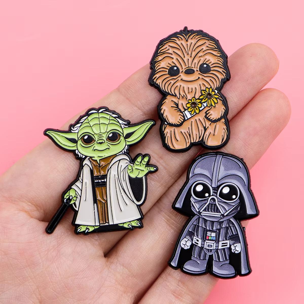 Chibi Star Wars Inspired Enamel Pins Cartoon Jedi, Princess, Droid & Space Characters