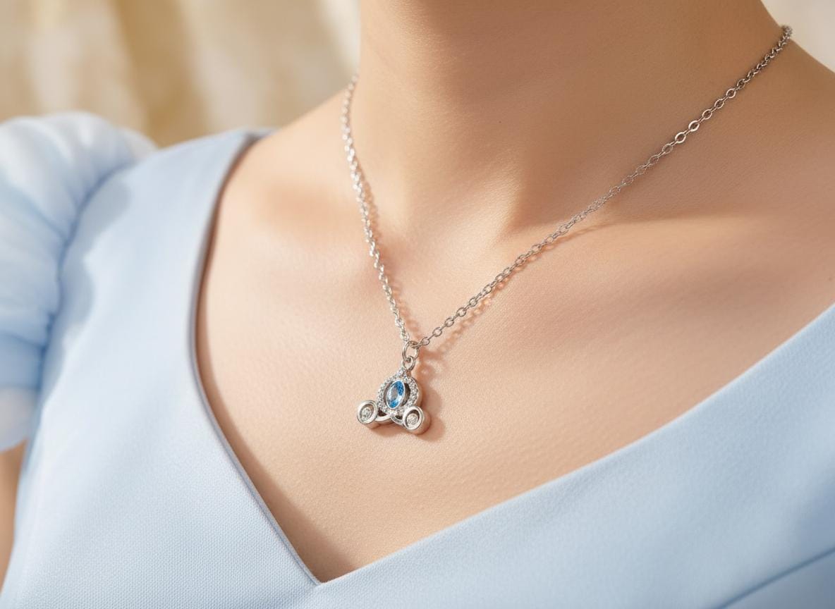 Enchanted Carriage Necklace – Crystal Princess Pendant, Elegant Fairytale Jewelry for Women